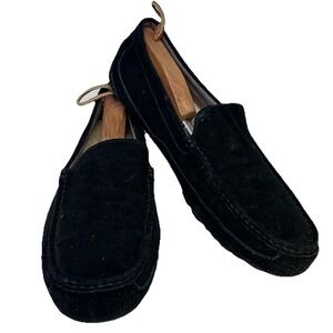 UGG Australia Black Suede Moccasin Slippers Slip-On Men's 11 US Shearling